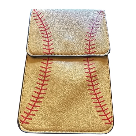 Handbags - Mustard Baseball Leather Crossbody Purse